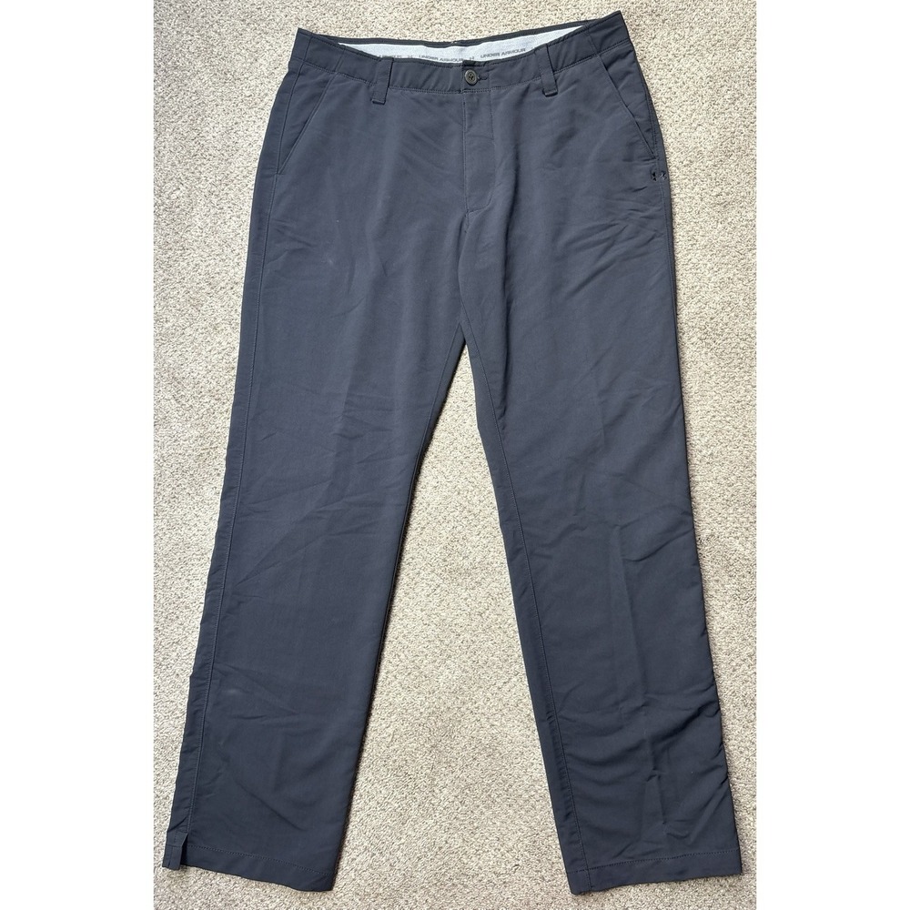 Under Armour Pants Mens 36x32 Performance Golf Activewear Stretch Chino Gray - Picture 2 of 7